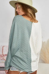 BiBi Twist Front Contrast Cable Knit Sweater - Cozy, Chic & Versatile Knitwear